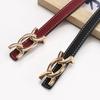Slim Womens Belt With Alloy Pin Buckle Ultra-Thin Faux Leather Waistband Dresses Blazers Casual Office Wear