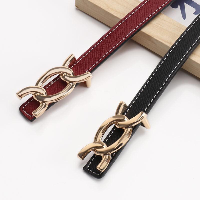 Slim Womens Belt With Alloy Pin Buckle Ultra-Thin Faux Leather Waistband Dresses Blazers Casual Office Wear