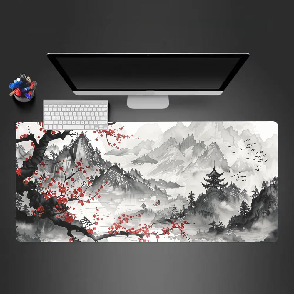 Sakura Scenery Mouse Pad Large Antislip Rubber Gaming Mousepad Durable Thick Seam Edge Suitable For Office And Gaming Desk Mats