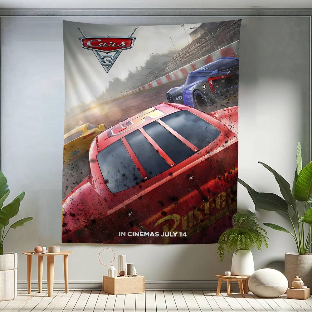 Cars 3 Film Lightning McQueen Colorful Tapestry Wall Hanging Hippie Flower Wall Carpets Dorm Decor Wall Art Decor