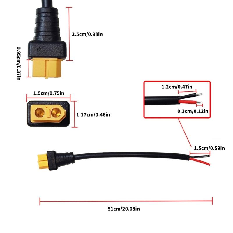XT60 Extension Cable XT60 Female Connectors for Remote Battery Portable Power Station Solar Panel for Remote Aircraft