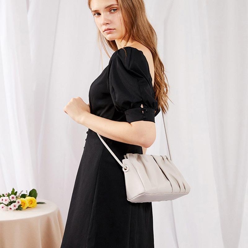 Echtes Leder Plissee Weiche Wolkentasche Damen Crossbody Dumpling Bag Beliebte Schultertasche für Frauen