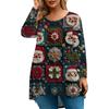 Women's Fashionable Casual Long Sleeved Plus Size  Print Top Plus Size Floral Print Top