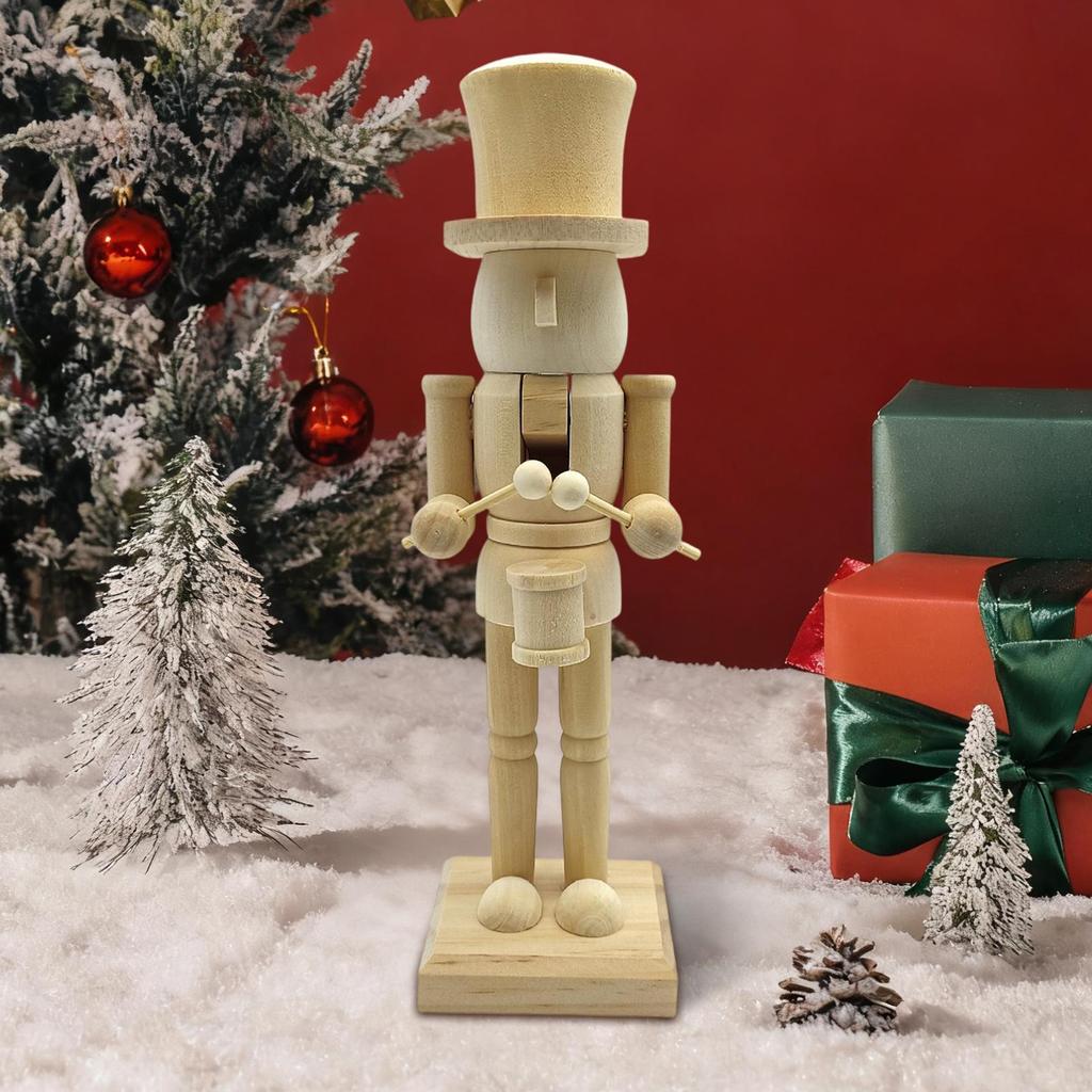 Vánoční louskáček Ručně vyráběná nenatřená dřevěná soška Dřevěné vánoční dekorace Ozdoby louskáčka do obývacího pokoje na krb