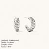 eManco Vintage Twist Croissant Hoop Earrings Stainless Steel for Women Elegant Minimalist Geometric Jewelry