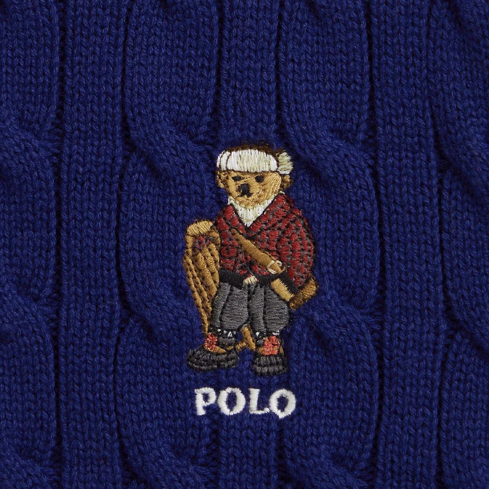 Suéter Polo Ralph Lauren Cuello Redondo Punto Cable Algodón Bordado Oso Manga Larga Suéter para Niños 323981626-001