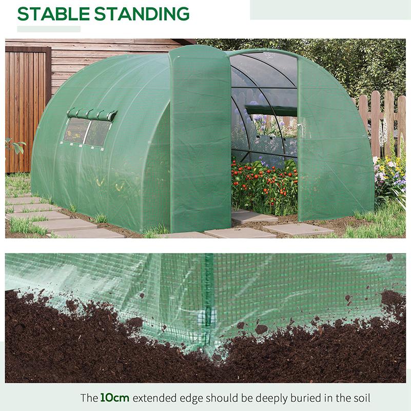 Reinforced Walk in Polytunnel Greenhouse, 4x3x2 m
