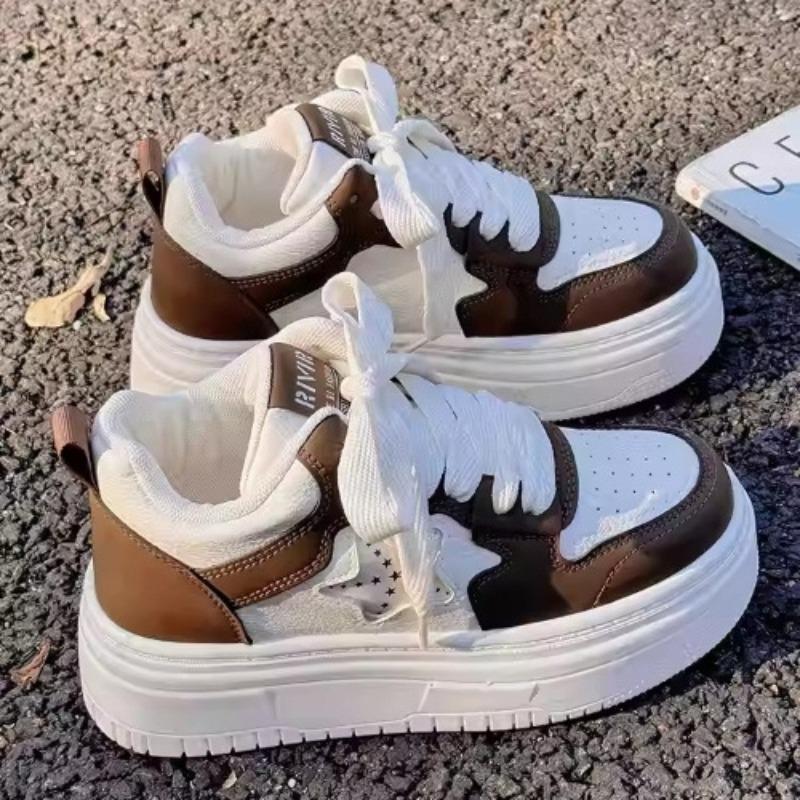 Fashion Spring Autumn High Top Women's Shoes Large Head Thick Bottom Breathable Heightening Sports Casual Shoes Comfortable Rubber Sole