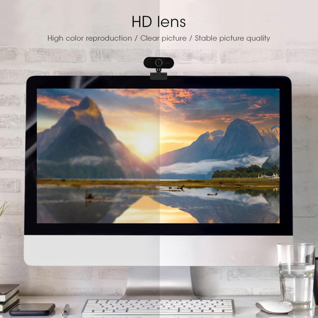 1080P Computer Camera with Microphone Desktop USB Webcam   Drive for Video Call(Black )