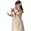 Summer new sexy suspender V-neck mesh nightdress women's sexy pure desire pajamas with chest pads loungewear