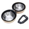 Foldable Dog Double Bowls Portable Stainless Steel Travel Pet Food Water Bowl with EVA Bag and Clip