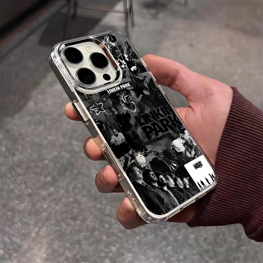 L-LinkinS Park Phone Case For IPhone 17 Air 16 E 15 14 13 12 11 Plus Pro Max Electroplated Transparent Soft Shell