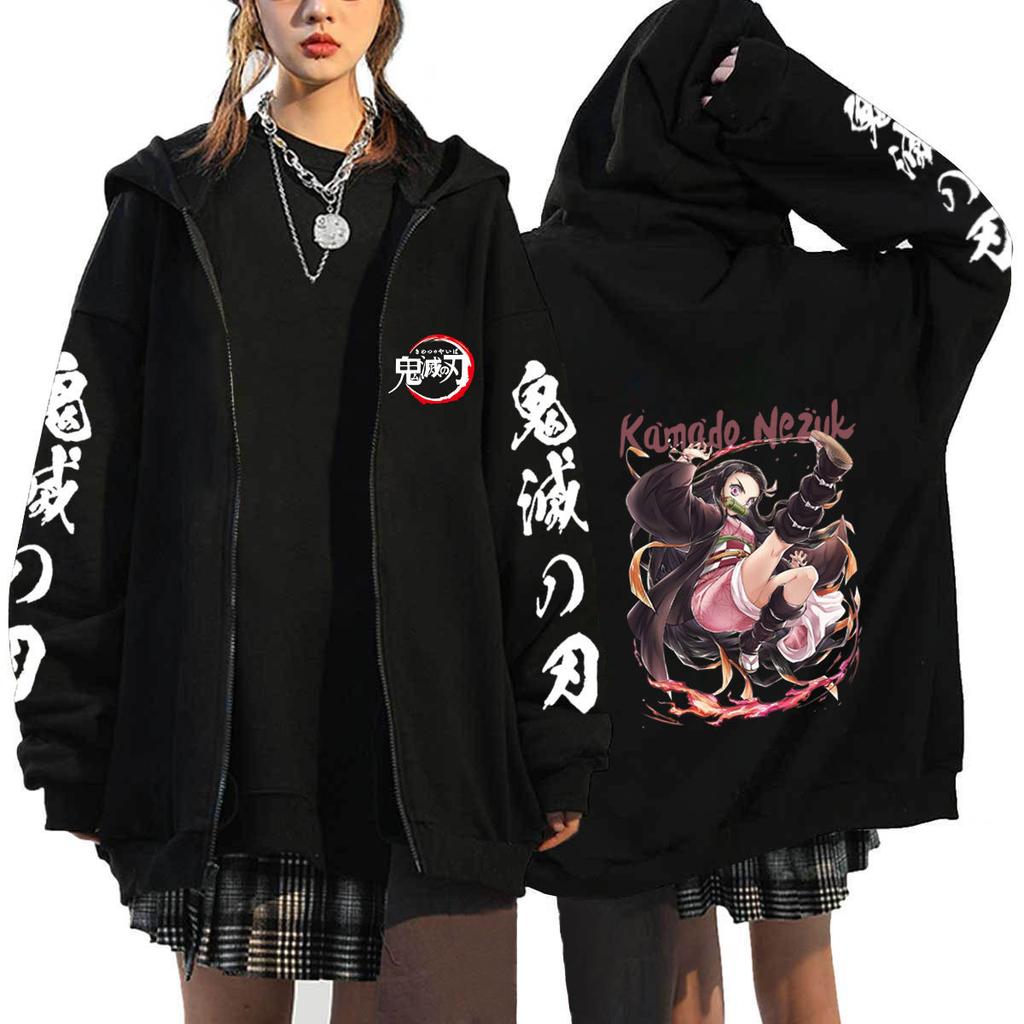 Japan Cartoon Comics Demon Slayer Printed Zip-Up Sweatshirt Unisex Fashion Hoodie/Jacket 0041