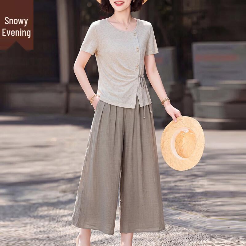 XUEXI Women s Lyocell Blend Summer Short-Sleeve Set 3XL