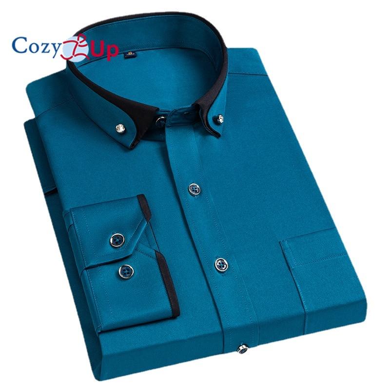 

Уютные мужские классические рубашки с французскими манжетами, классический крой, металлические запонки с длинным рукавом и воротником-стойкой XXL
