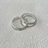 Simple Bracelet Aquamarine Brushed S925 Silver Opening Female Ring Fashion All-Match High Sense
