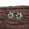 Green Emerald Gemstone Earrings Jewelry, Handmade Beautiful Star Stud Silver Earrings, 925 Sterling Silver Jewelry For Wedding Gift