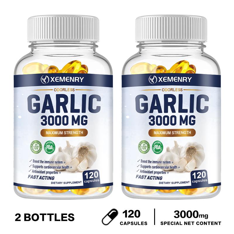 XEMENRY Capsule d'Aglio Inodori - Estratto d'Aglio da 3000mg - Sistema Immunitario e Salute Cardiovascolare