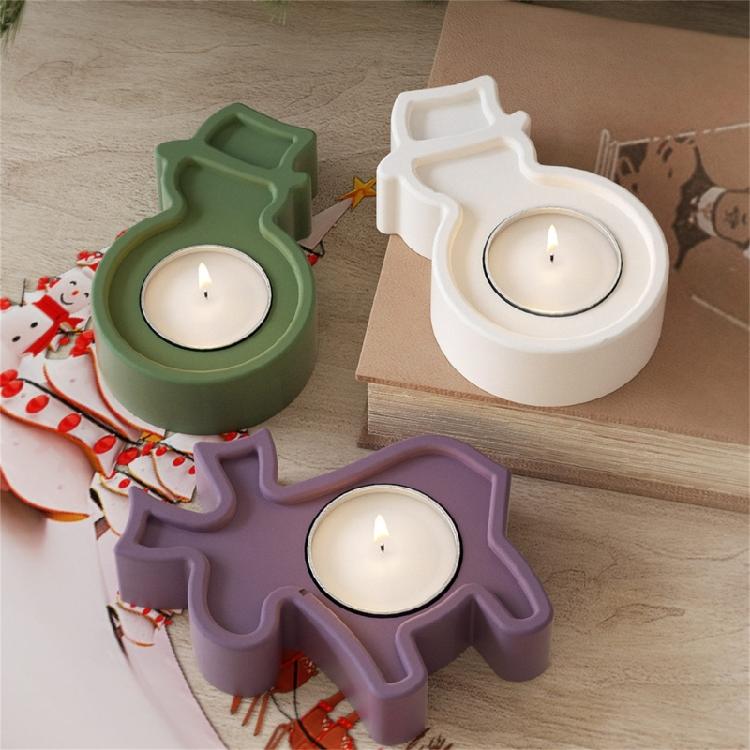 Plaster Candle Holder Silicone Mold Christmas Themed Candlestick Mold Gypsum Candle Stand Jewelry Crafting Mould