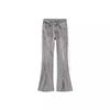Lady Summer Distressed Raw Edge Gerade Hose Split Denim Flare Pants Frau Koreanischer Stil Hohe Taille Bandage Jeans