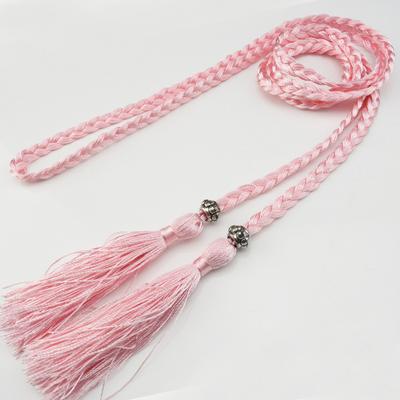 1Pc Cotton Linen Ethnic Style Cotton Silk Festival Dress Up Belt Young Girl Braided Rope Knotting Decorative Rope Tassels