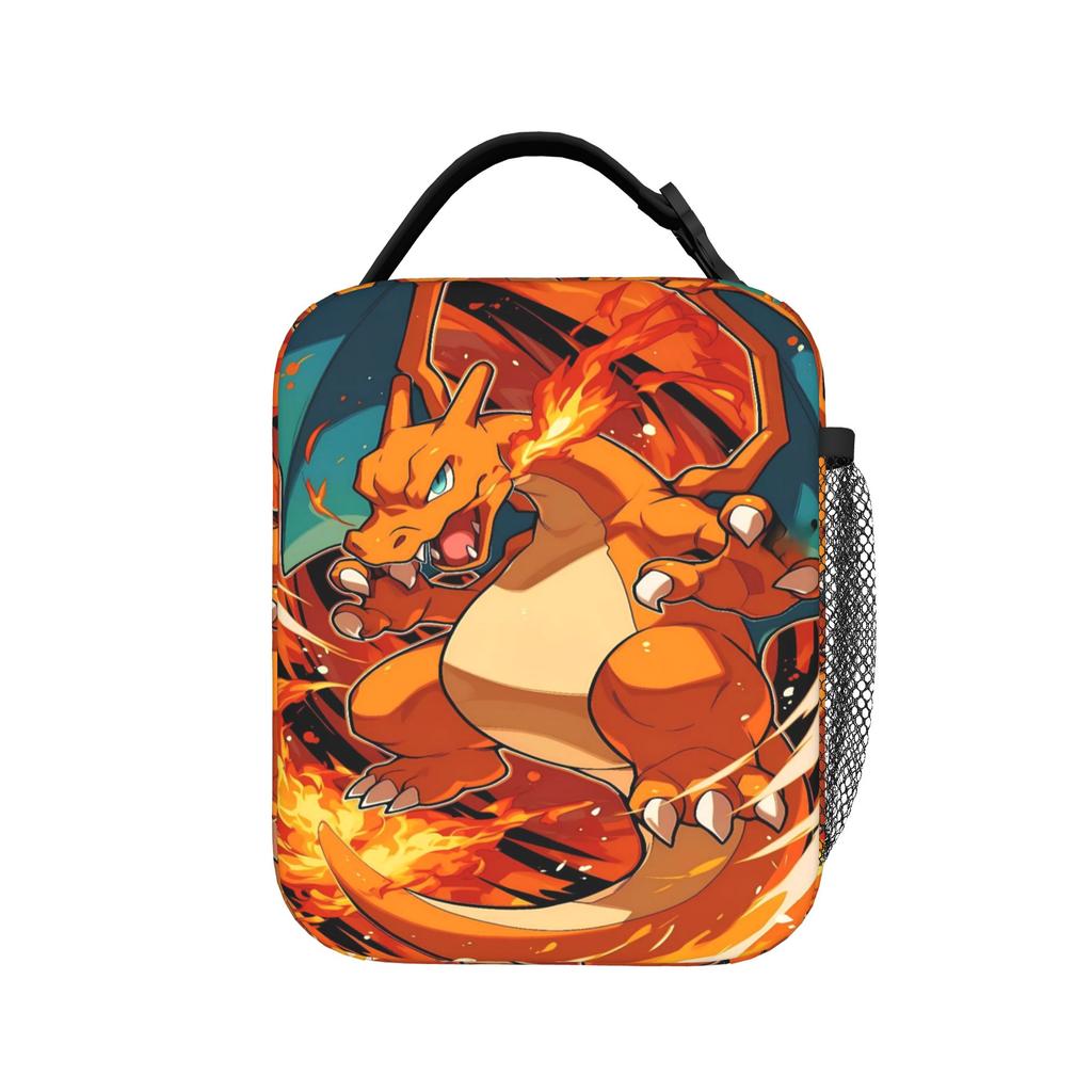 Charizard Simple Face Anime Lunch Bag For Child Print Outdoor Picnic Lunch Box Casual Convenient Oxford Cooler Bag