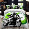 Motorrad-Fahrer-Bettbezug-Set, Queen-Calico-Twin-Size-Bettbezug, Bettwäsche-Set, Einzel-, King-Size-Bettbezug aus weichem Polyester