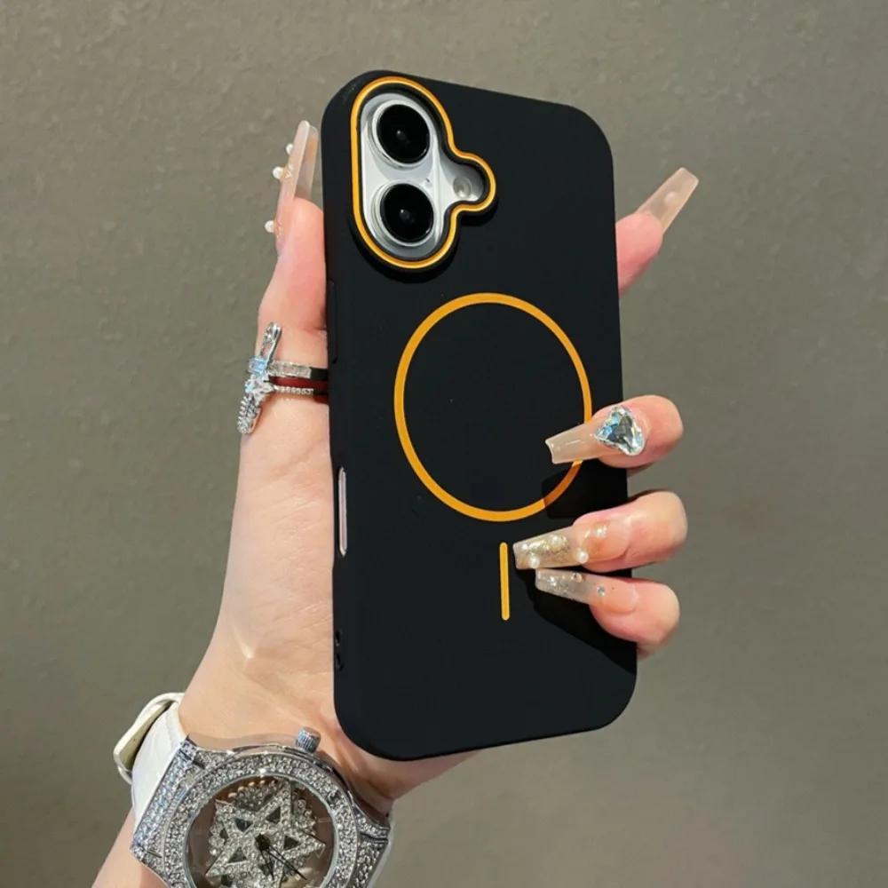 

Ultrathin Simple Magsafe Case for iPhone 16 15 14 13 12 11 Pro Max 14 Plus Matte Hit Color Lens Wireless Charging Soft TPU Cover For iPhone 16 Pro