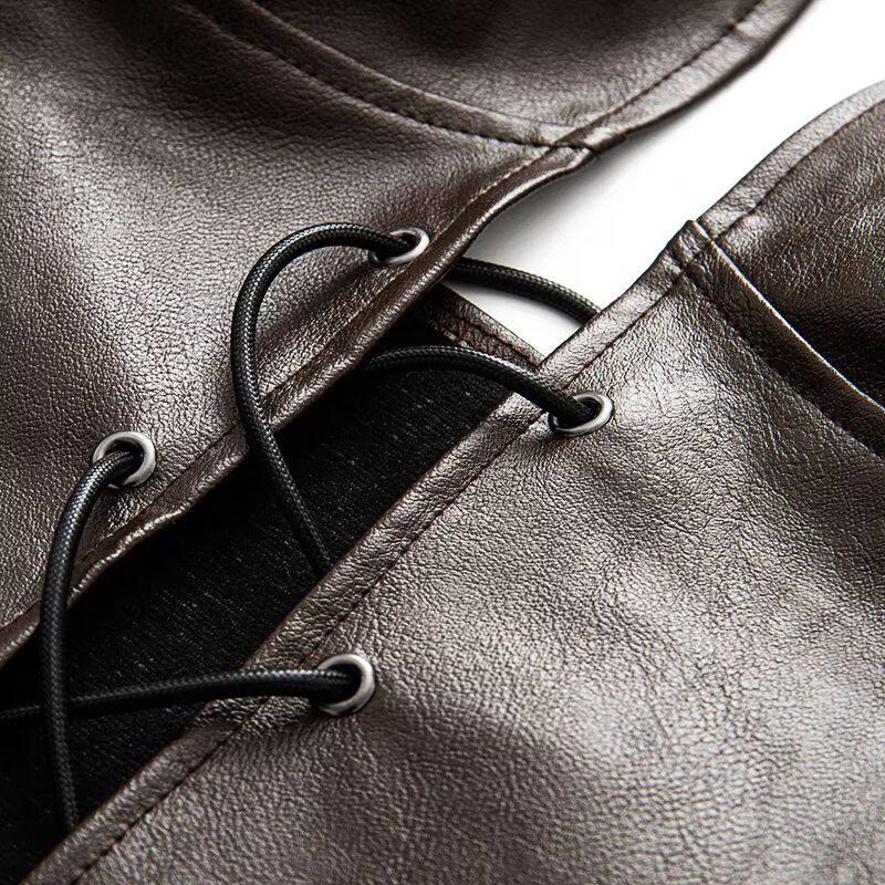 2025 Spring Women's Euro-American Style Halter Tie-Up Cutout PU Crop Vest