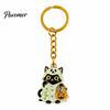 Cat Hanging Ornament Halloween Cartoon Black Keychain, Glow-in-the-Dark Ghost Costume Keychain Keyring, Enamel Kitten Backpacks Decorative Accessory,