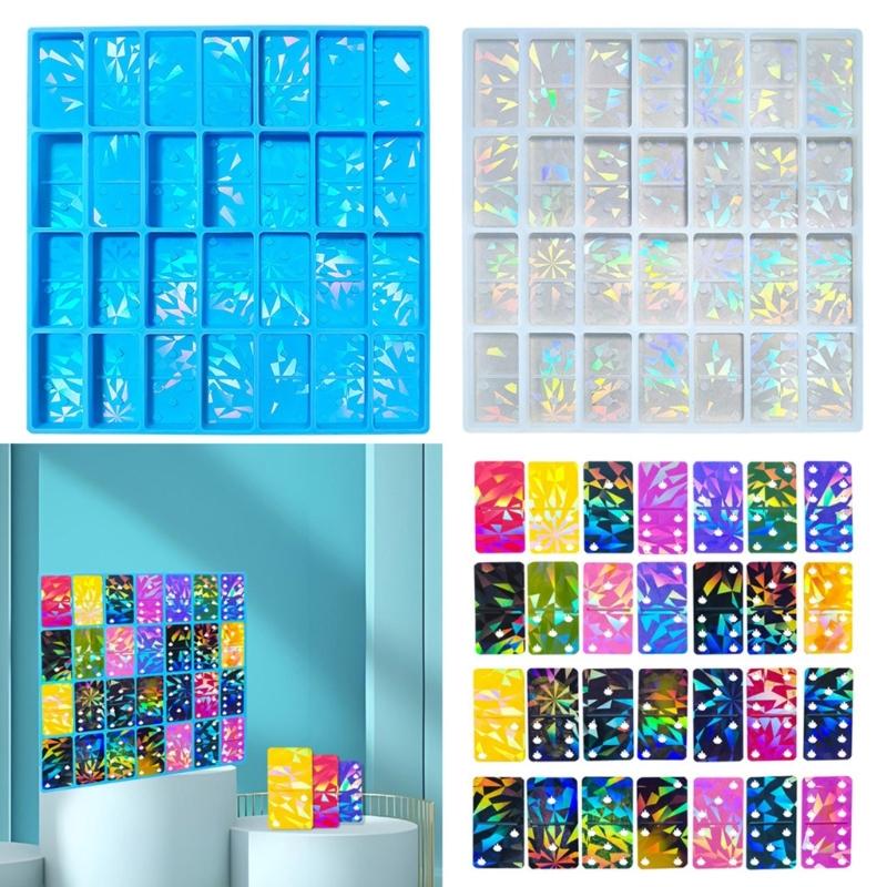 Multipurpose 28 Cavity Dominoes Mold For Epoxy And Clay Sturdy Silicone Materials for Jewelry and Cake Decorating