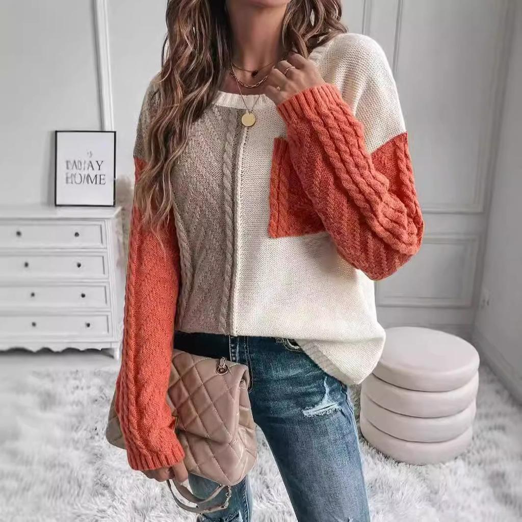 New Sweaters, Women's Clothing, Casual Patchwork Pockets, Pullover Knitted Sweater, Women's Top Sweater, Winter Inner Top