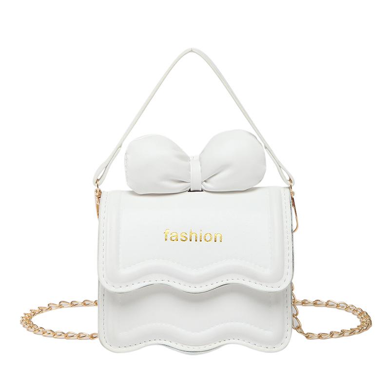 

Сумка кроссбоди для девочек Sweet Girl 2025 Mini Lipstick с бантом и цепочкой белый