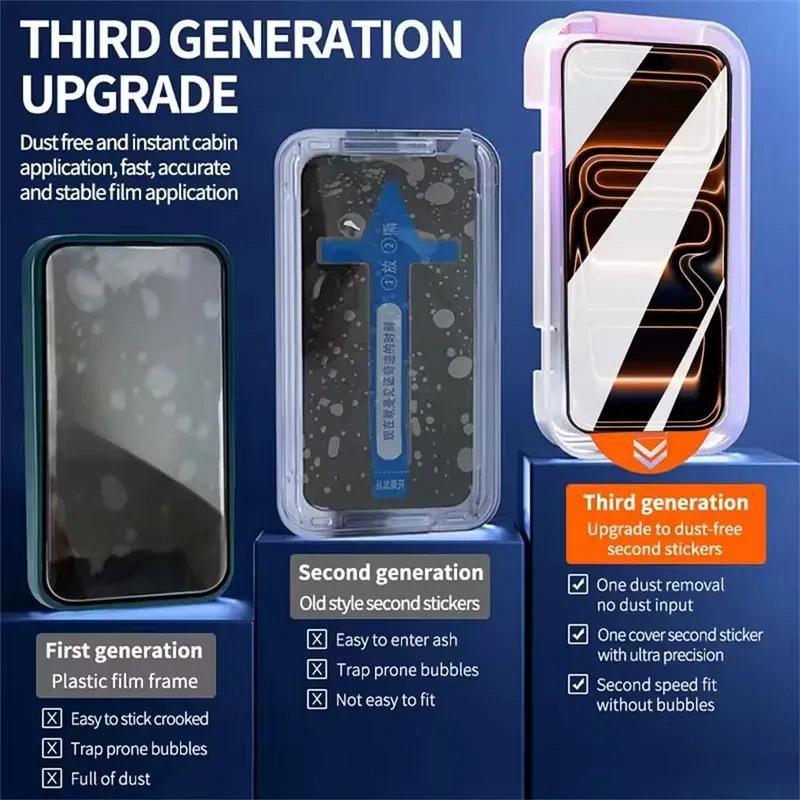 Oleophobic Coating Dust Free Easy Installation Privacy Screen Protector For iPhone 17 11 12 13 14 15 16 Pro Max XR X XS 16 Plus2