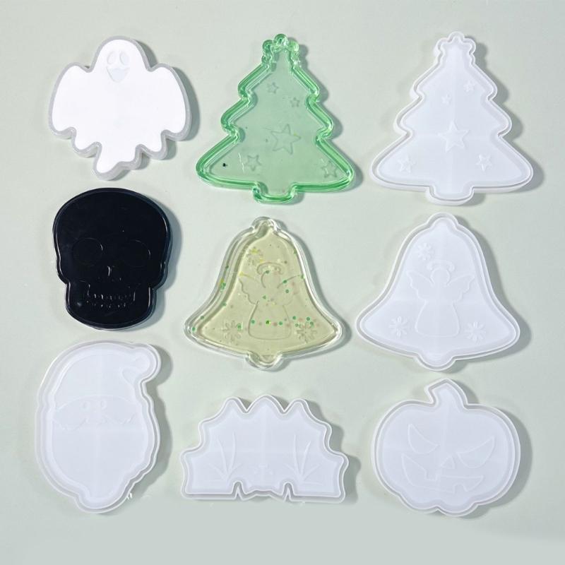 Christmas Theme Quicksand Silicone Molds Epoxy Resin Casting Mold DIY Craft Keychain Pendant Mold Handmade Jewelry Tool