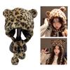 Leopard Bear Ear Caps for Teens And Women Windproof Thicken Skull Hat Warm Pullover Hat Outdoor Winter Activity Headwear