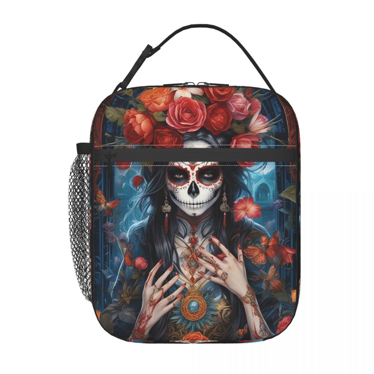 Sac à lunch isotherme Chatrina Crâne en Sucre Dame Mexicaine pour Femmes Enfants Boîtes Alimentaires Portables Boîte à lunch thermique Sac fourre-tout One Size