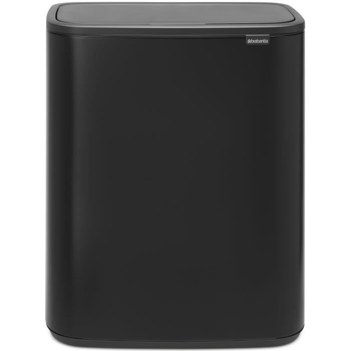 Poubelle Bo Touch Bin BRABANTIA - Avec 2 Seaux Intérieurs - 2 X 30 L - Noir Mat