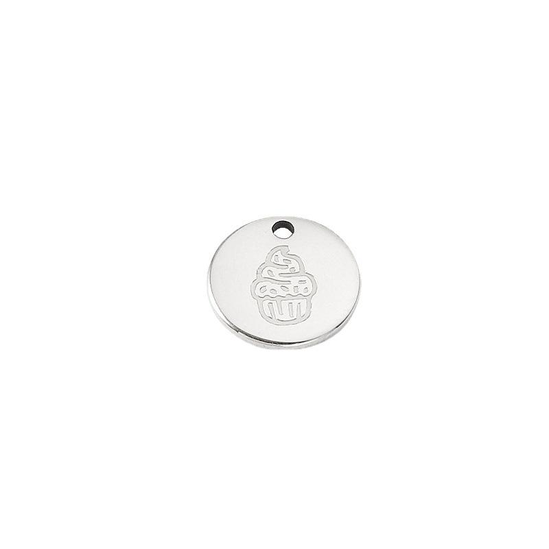 Mirror-Finish Titanium-Steel 18K Gold-Plated Ice Cream Pendant DIY Kit