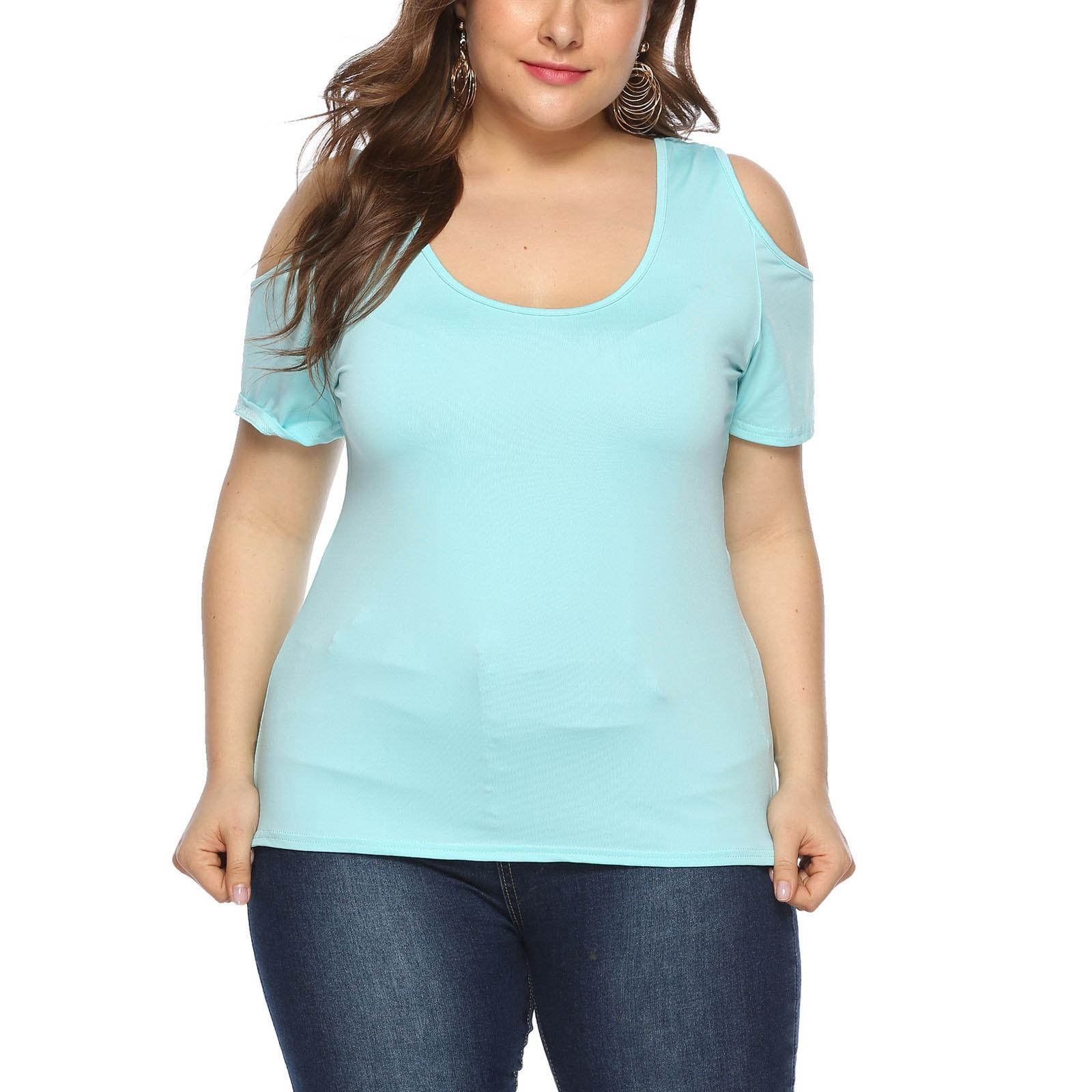 

Plus Size Women Fashion Casual V-Neck Short Sleeve T-Shirt Blouse Tops XXL