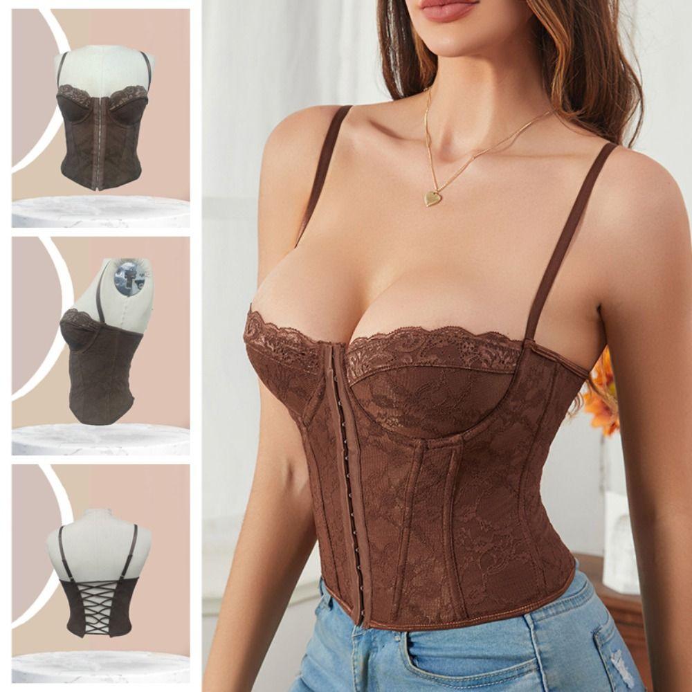 Slim Fit Lace Camisole Hollow Suspender Vest Fashion Lace Corset  Ladies
