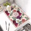 Flower Print Draining Mat Super Absorbent Drain Pad Table Mat Dish Drying Mat  Table Decor