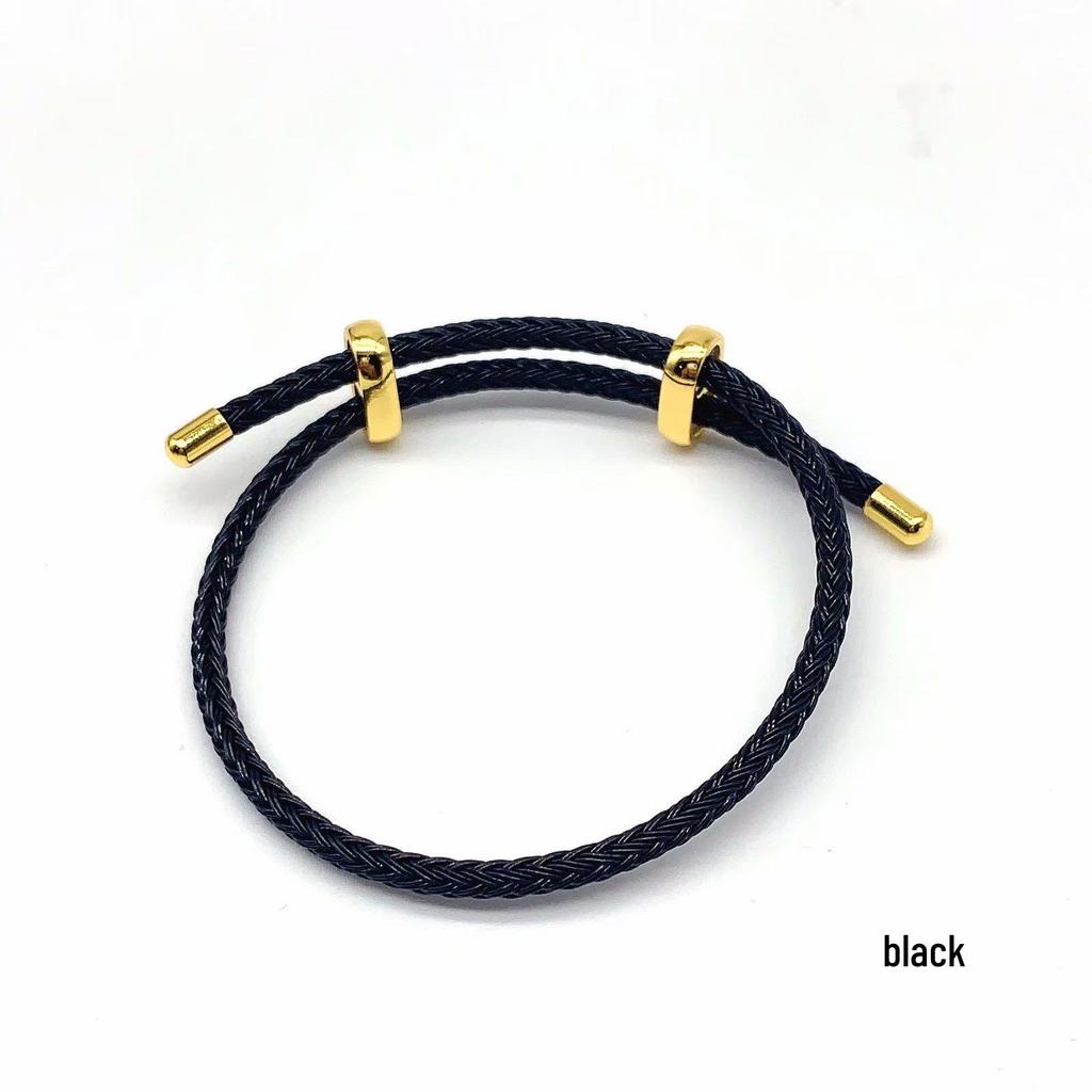 3mm Adjustable Steel Hand Rope Bracelet with Figure-Eight Buckle, Hard Gold Lucky Pixiu Beads, Red Rope Zodiac Design