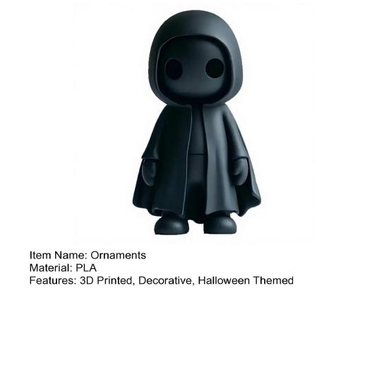 Yousheng 3D Printed Halloween Ghost Figurine, Spooky Ghost with Cloak Statue, Funny Cute Ghost Sculpture Ornaments for Halloween Indoor Home Office