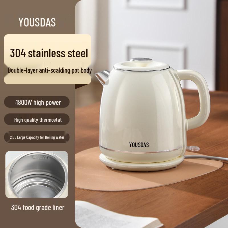 Affordable 2L Retro Electric Kettle - Large Capacity, Double-Layer Design 2L Large Capacity 1800W Fast Heat