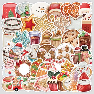 50 Christmas Food Graffiti Stickers Water Cup Suitcase Waterproof Decorative Stickers Creative Holiday Stickers