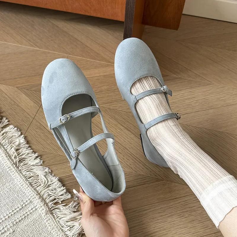 Fashion Casual Slip-On Women's Shoes Comfortable Buckle Strap Mary Janes Fashionable Breathable Korean Style Flat Heel Summer Shoes