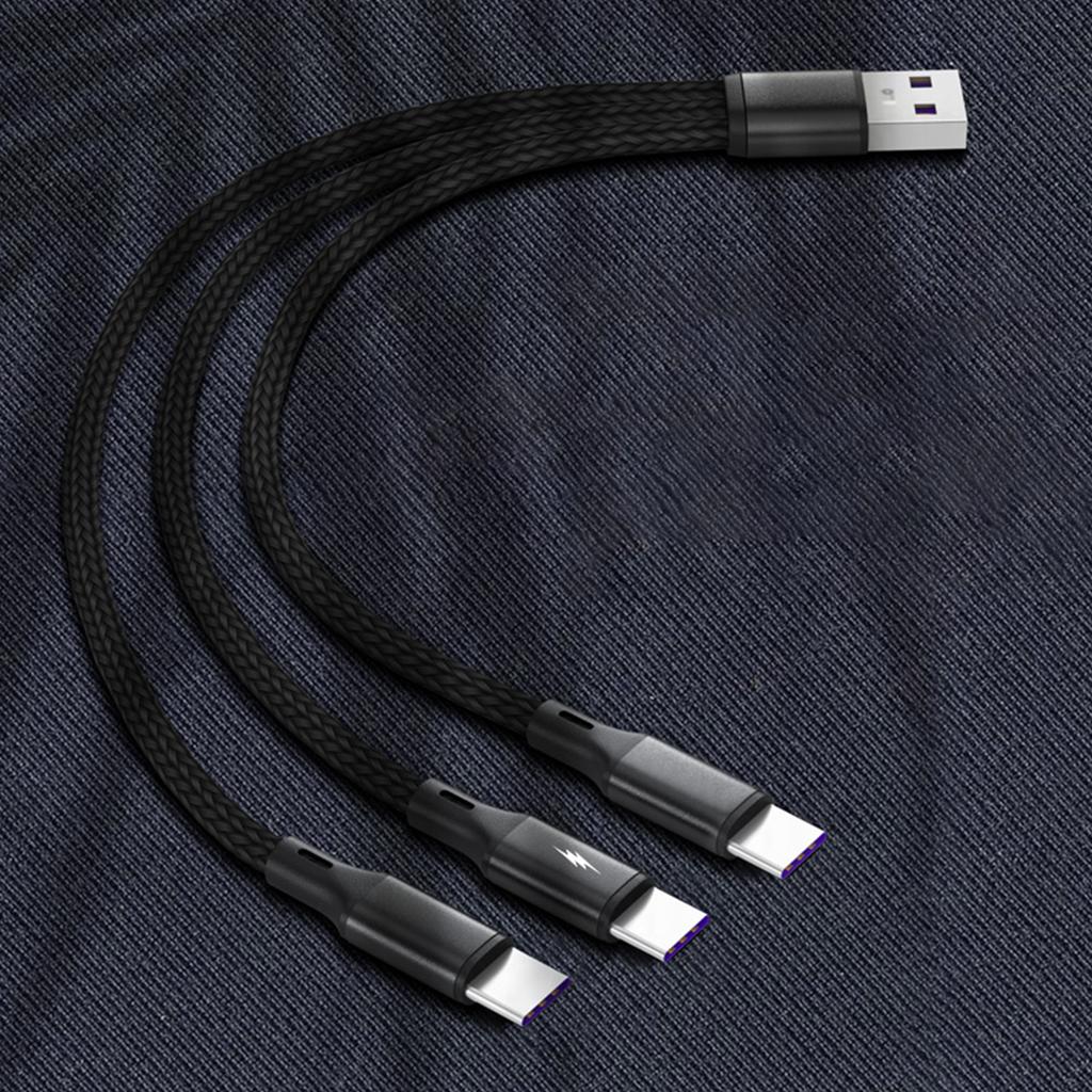 3 in 1 USB Cable, USB to 3x Type-C Connector Power Supply Cord Wire Quick Charging Charge Line Extension Cord
