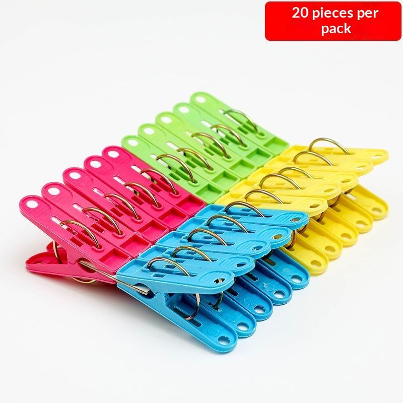 Windproof Plastic Clothes Clips 20 Pack Colorful Strong Grip for Outdoor Camping Laundry Clothes Drying Daily Use