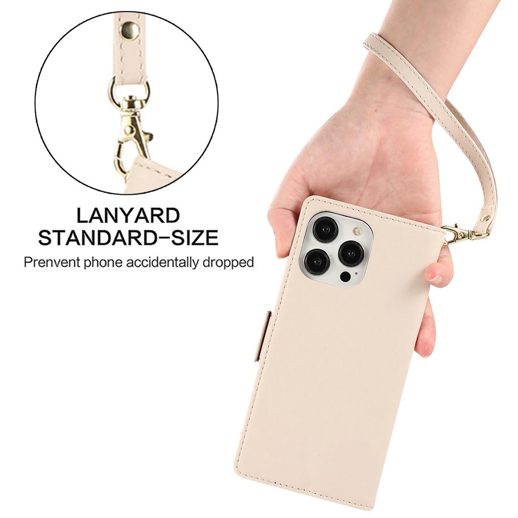 Kickstand Leather Wrist Strap Wallet with Card Holder Phone Case for iPhone 16 15 14 13 12 11 Pro Max X XS XR 7 8 Plus Cover